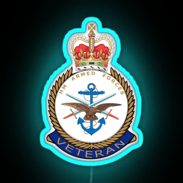 British Armed Forces MOD Veterans UK Pin Badge RGB Neon Sign