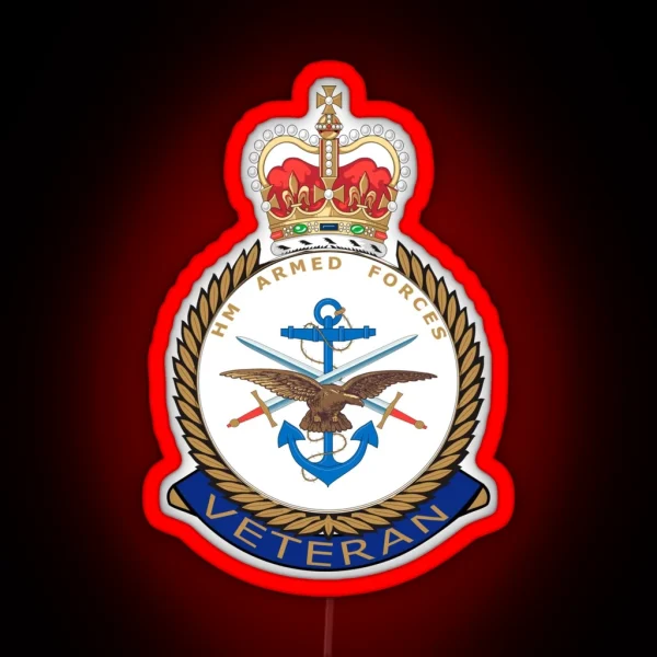 British Armed Forces MOD Veterans UK Pin Badge RGB Neon Sign