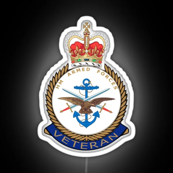British Armed Forces MOD Veterans UK Pin Badge RGB Neon Sign