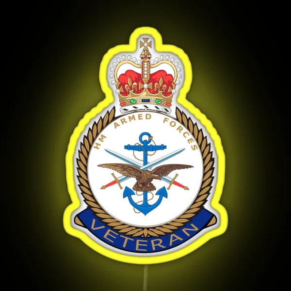 British Armed Forces MOD Veterans UK Pin Badge RGB Neon Sign
