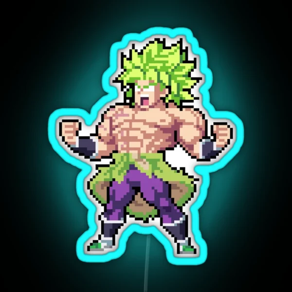 Broly Super Full Power Super Saiyan Pixel Edition RGB Neon Sign