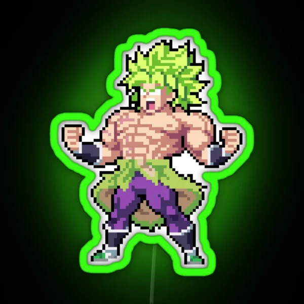 Broly Super Full Power Super Saiyan Pixel Edition RGB Neon Sign