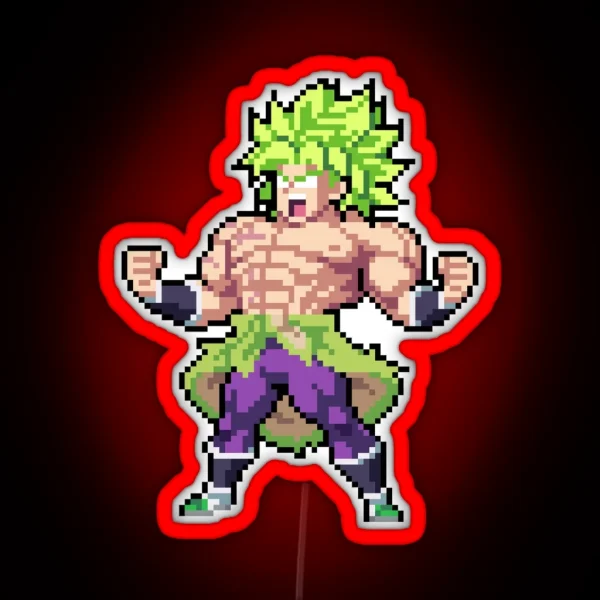 Broly Super Full Power Super Saiyan Pixel Edition RGB Neon Sign