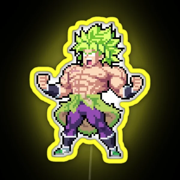Broly Super Full Power Super Saiyan Pixel Edition RGB Neon Sign