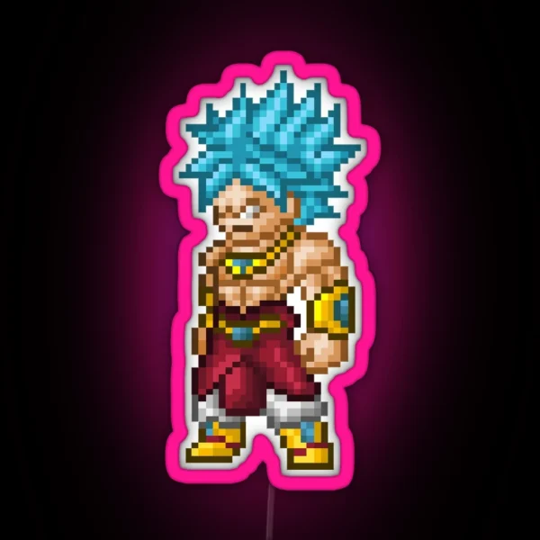 Broly Super Saiyan Blue Pixel Edition RGB Neon Sign