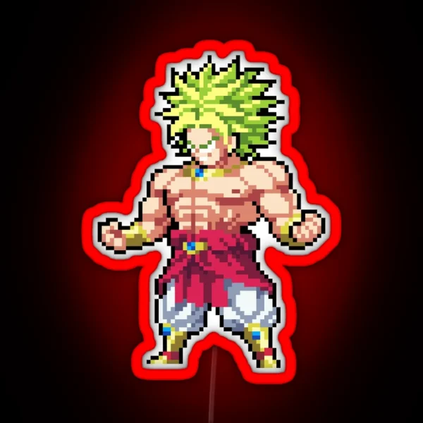 Broly Z Legendary Super Saiyan Pixel Edition RGB Neon Sign