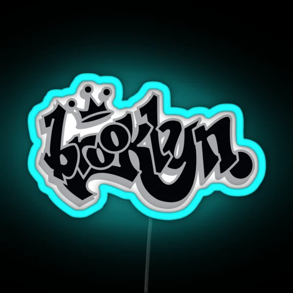 BROOKLYN GRAFF STYLE BLACK SILVER RGB Neon Sign