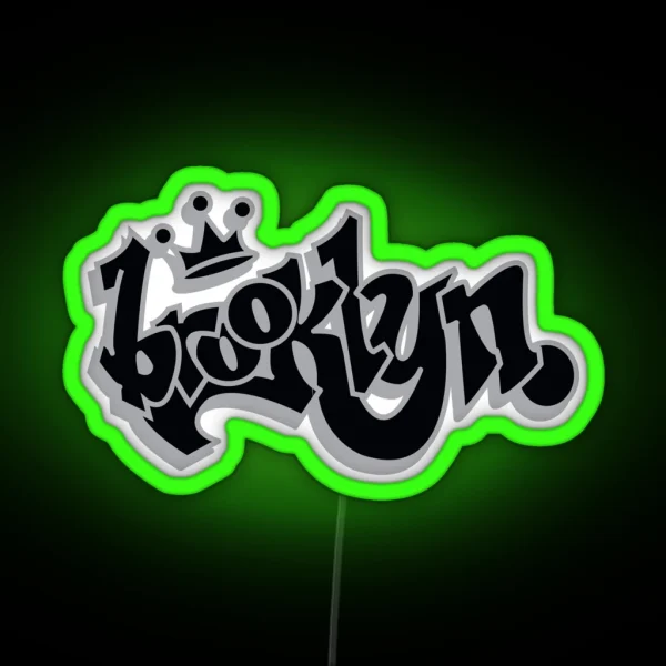 BROOKLYN GRAFF STYLE BLACK SILVER RGB Neon Sign