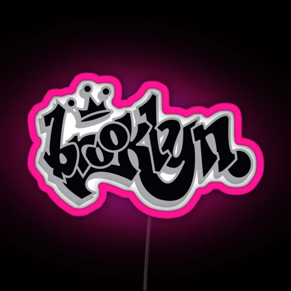 BROOKLYN GRAFF STYLE BLACK SILVER RGB Neon Sign