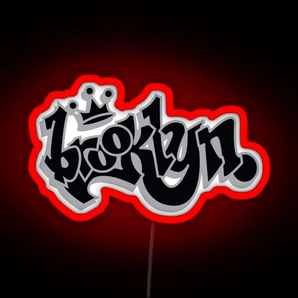 BROOKLYN GRAFF STYLE BLACK SILVER RGB Neon Sign