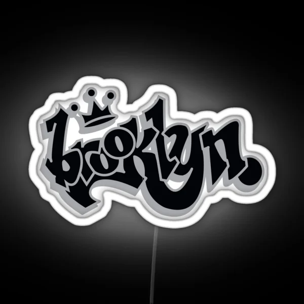 BROOKLYN GRAFF STYLE BLACK SILVER RGB Neon Sign