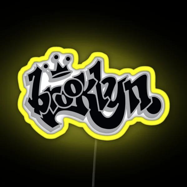 BROOKLYN GRAFF STYLE BLACK SILVER RGB Neon Sign