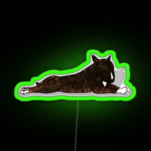 Bruce The Brindle Bull Terrier RGB Neon Sign
