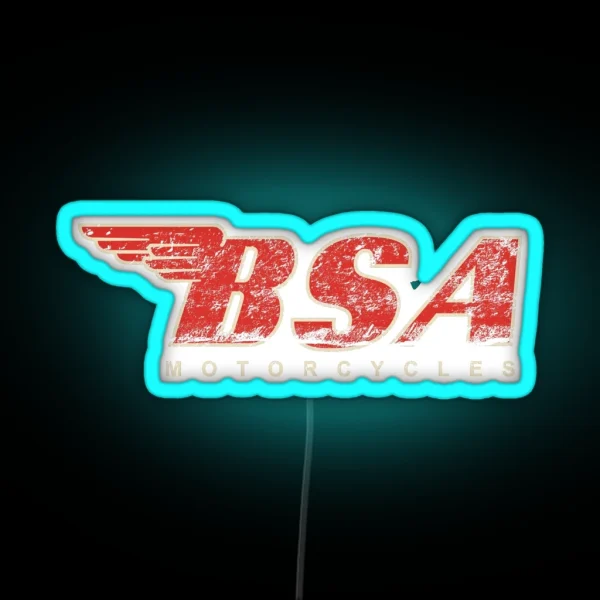 BSA Motorcycle Distressed Design Logo Led RGB Neon Sign