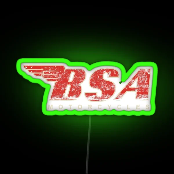 BSA Motorcycle Distressed Design Logo Led RGB Neon Sign
