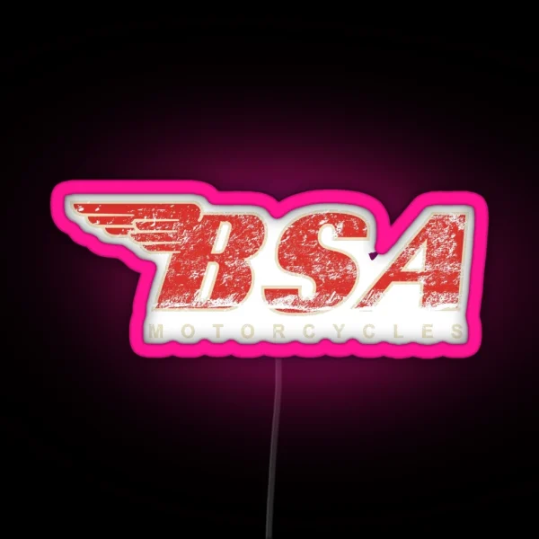 BSA Motorcycle Distressed Design Logo Led RGB Neon Sign