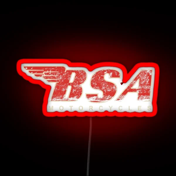 BSA Motorcycle Distressed Design Logo Led RGB Neon Sign
