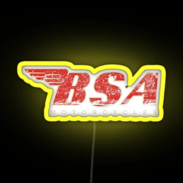 BSA Motorcycle Distressed Design Logo Led RGB Neon Sign