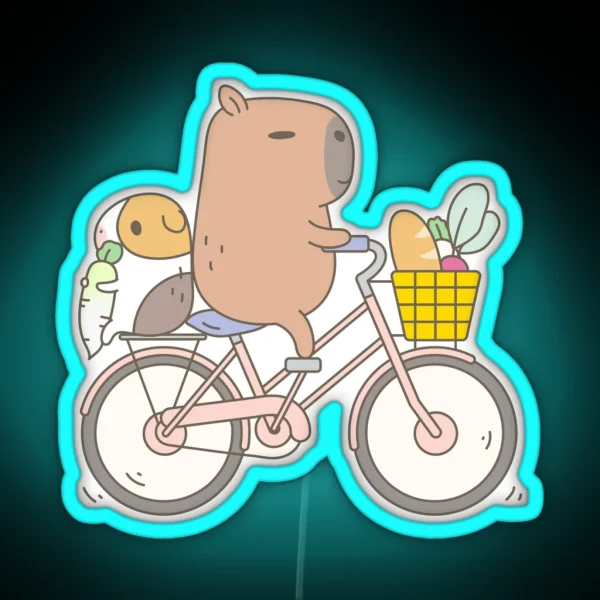 Bubu The Guinea Pig Biking RGB Neon Sign