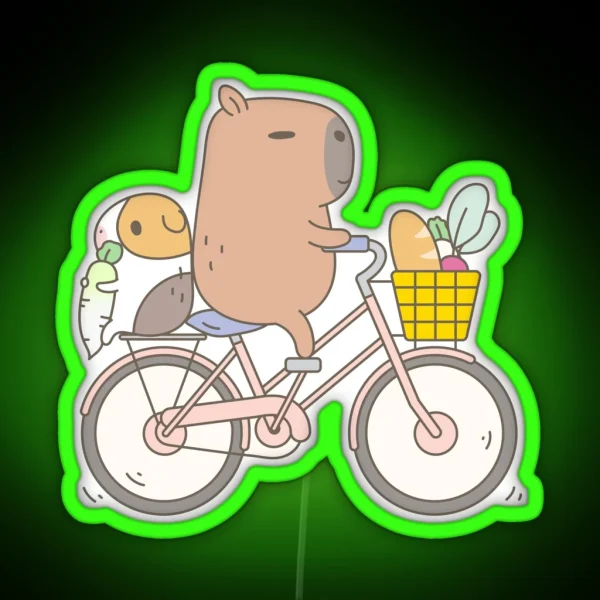 Bubu The Guinea Pig Biking RGB Neon Sign
