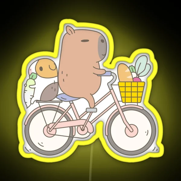 Bubu The Guinea Pig Biking RGB Neon Sign