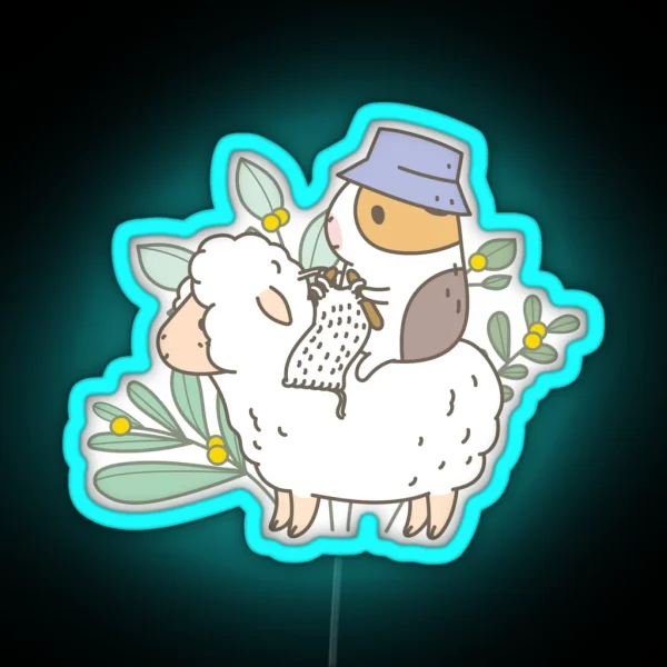 Bubu The Guinea Pig Knitting RGB Neon Sign