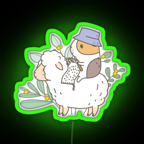 Bubu The Guinea Pig Knitting RGB Neon Sign