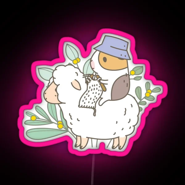 Bubu The Guinea Pig Knitting RGB Neon Sign