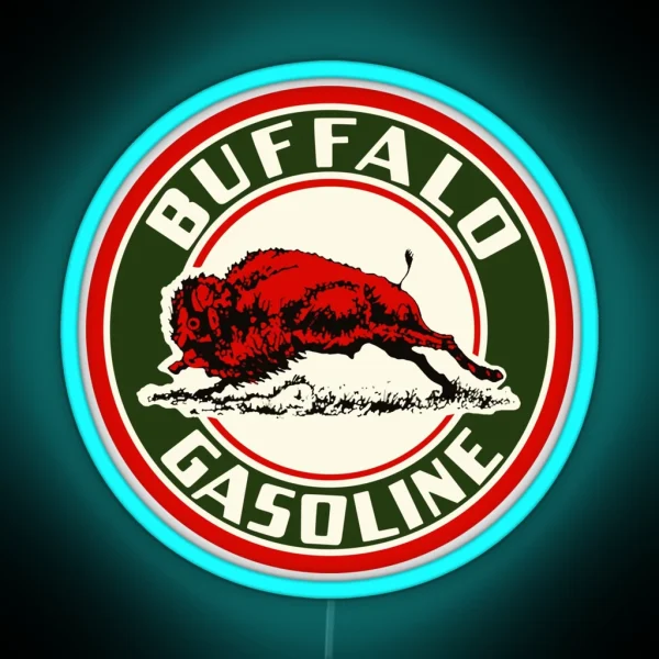 Buffalo Gasoline Vintage Sign Reproduction RGB Neon Sign