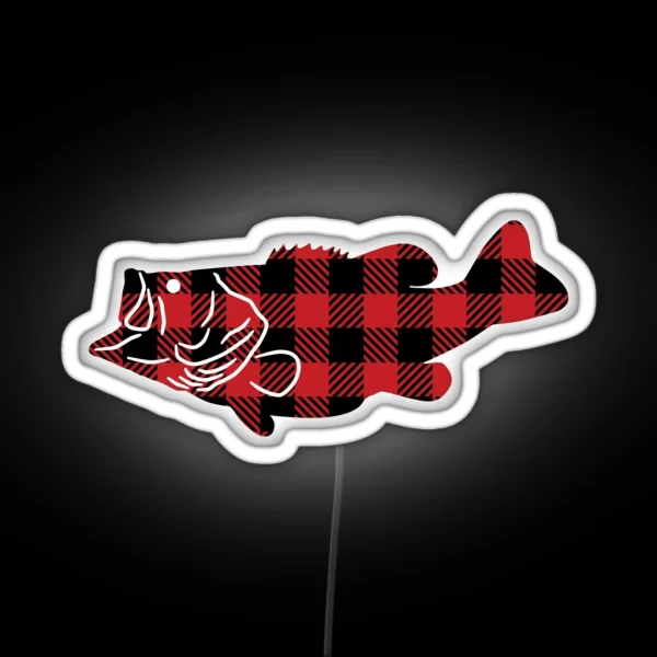 Buffalo Plaid Largemouth Bass Fish RGB Neon Sign