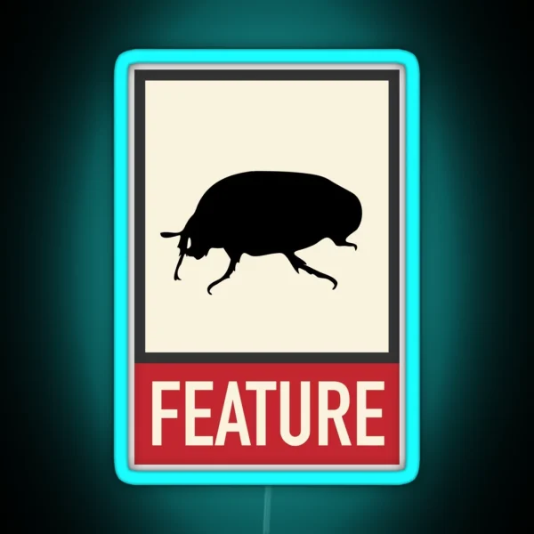Bug Feature Web Humor Hacker Developer Geek RGB Neon Sign
