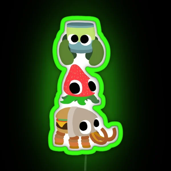 Bugsnax Bunger Strabby And Pinkle RGB Neon Sign