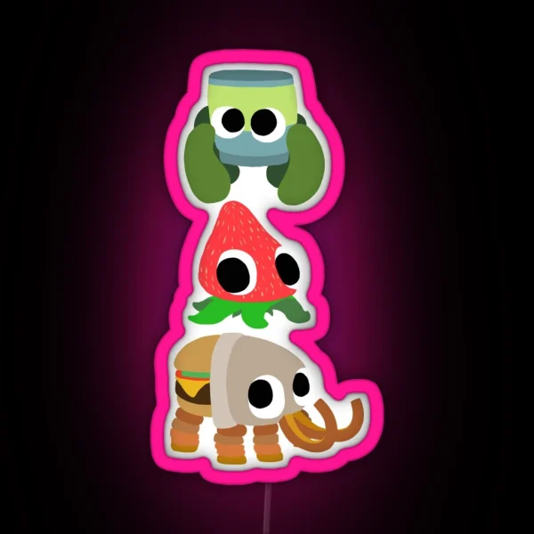 Bugsnax Bunger Strabby And Pinkle RGB Neon Sign