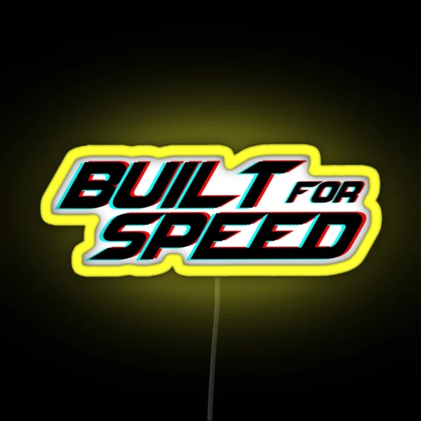 Built For Speed Glitched Cool Motorcycle Helmet Led RGB Neon Sign