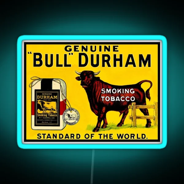 BULL DURHAM Vintage Smoking Tobacco Advertising Print RGB Neon Sign