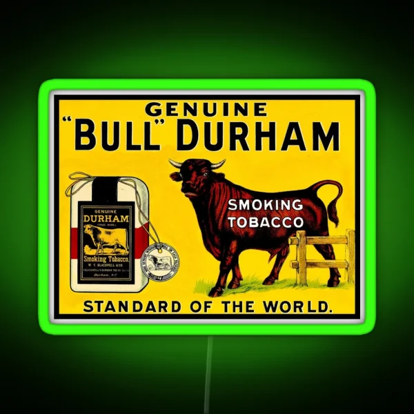 BULL DURHAM Vintage Smoking Tobacco Advertising Print RGB Neon Sign