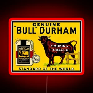 BULL DURHAM Vintage Smoking Tobacco Advertising Print RGB Neon Sign