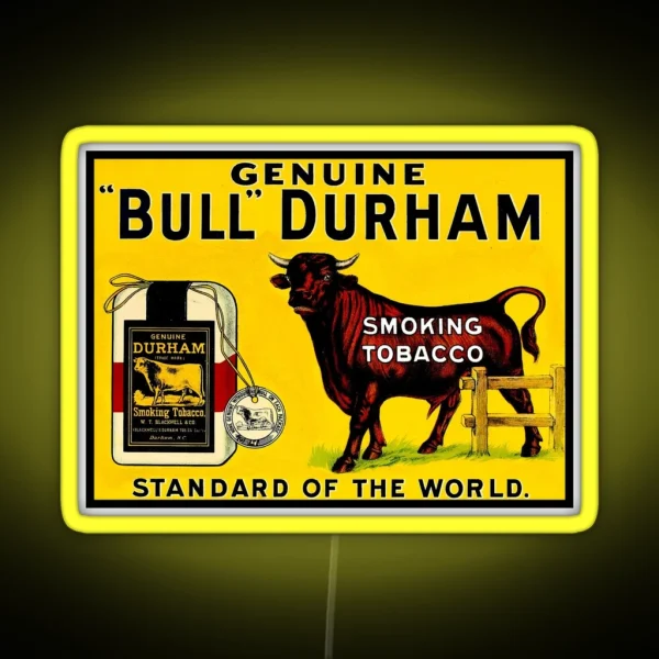 BULL DURHAM Vintage Smoking Tobacco Advertising Print RGB Neon Sign