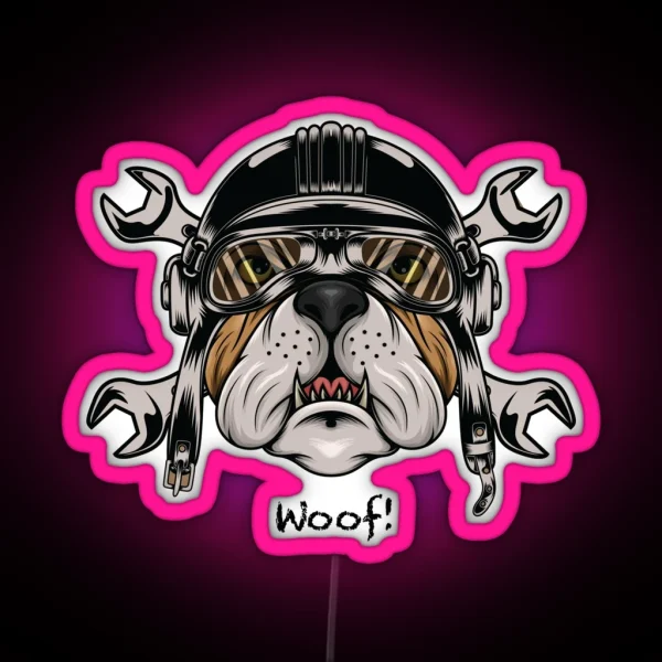 Bulldog Biker Design RGB Neon Sign