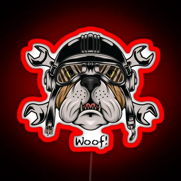 Bulldog Biker Design RGB Neon Sign