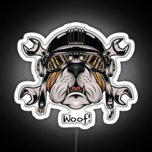 Bulldog Biker Design RGB Neon Sign
