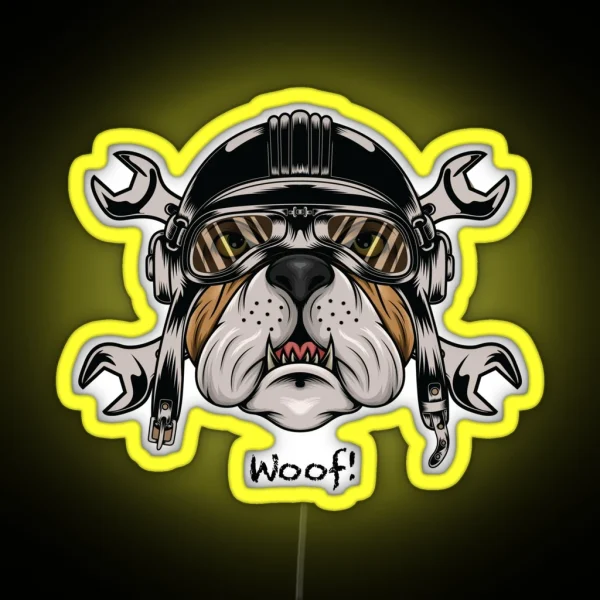 Bulldog Biker Design RGB Neon Sign
