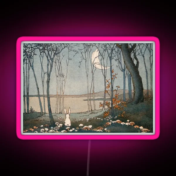 Bunny And The New Moon Shirley Kite RGB Neon Sign