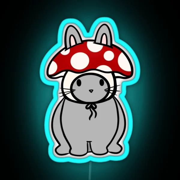 Bunny In A Mushroom Hat RGB Neon Sign