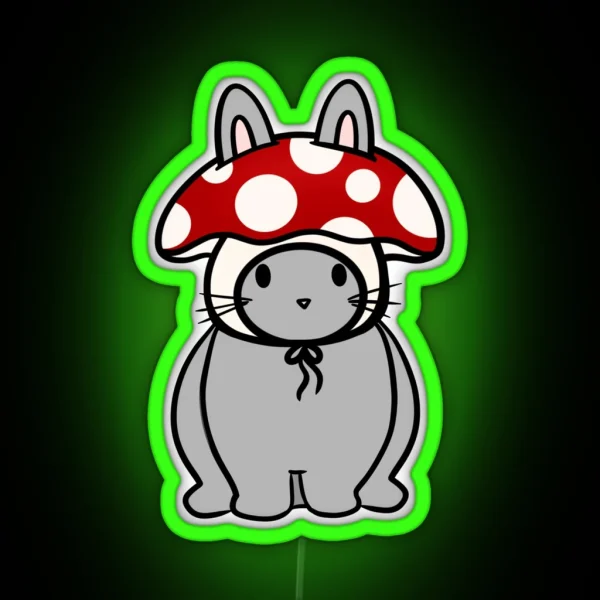 Bunny In A Mushroom Hat RGB Neon Sign