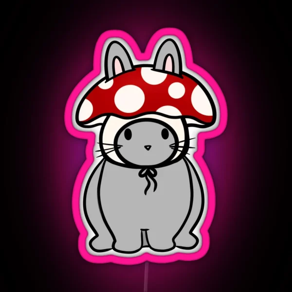 Bunny In A Mushroom Hat RGB Neon Sign
