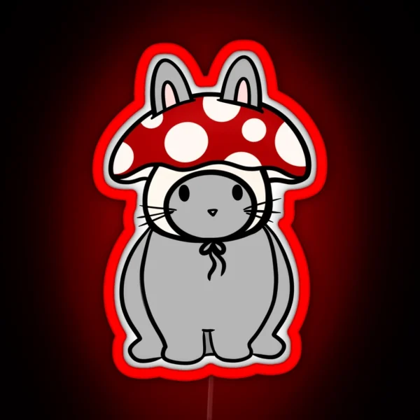 Bunny In A Mushroom Hat RGB Neon Sign