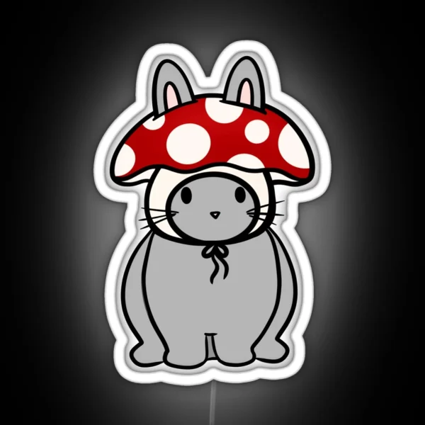 Bunny In A Mushroom Hat RGB Neon Sign