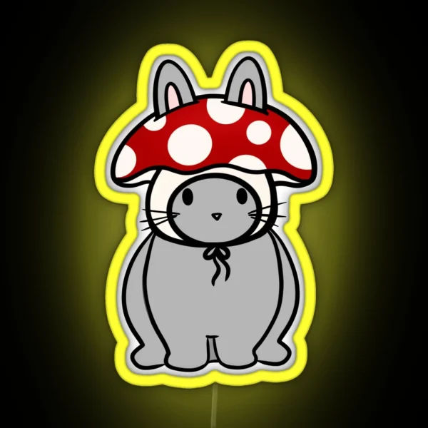 Bunny In A Mushroom Hat RGB Neon Sign