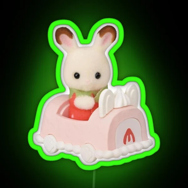 Bunny Sylvanian Families Car Pastel RGB Neon Sign